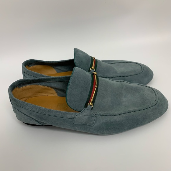 Gucci Horsebit Web Suede Loafers Shoes Slip Ons Sz 11 US Sz 11.5 - Picture 11 of 15